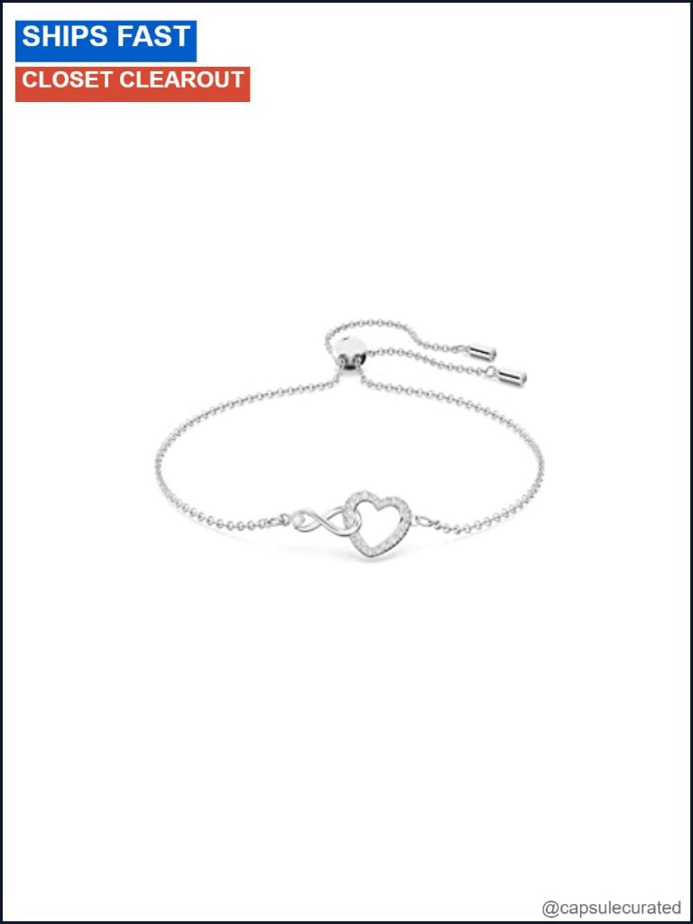 Swarovski Infinity Heart Bracelet Rhodium Plated Crystal